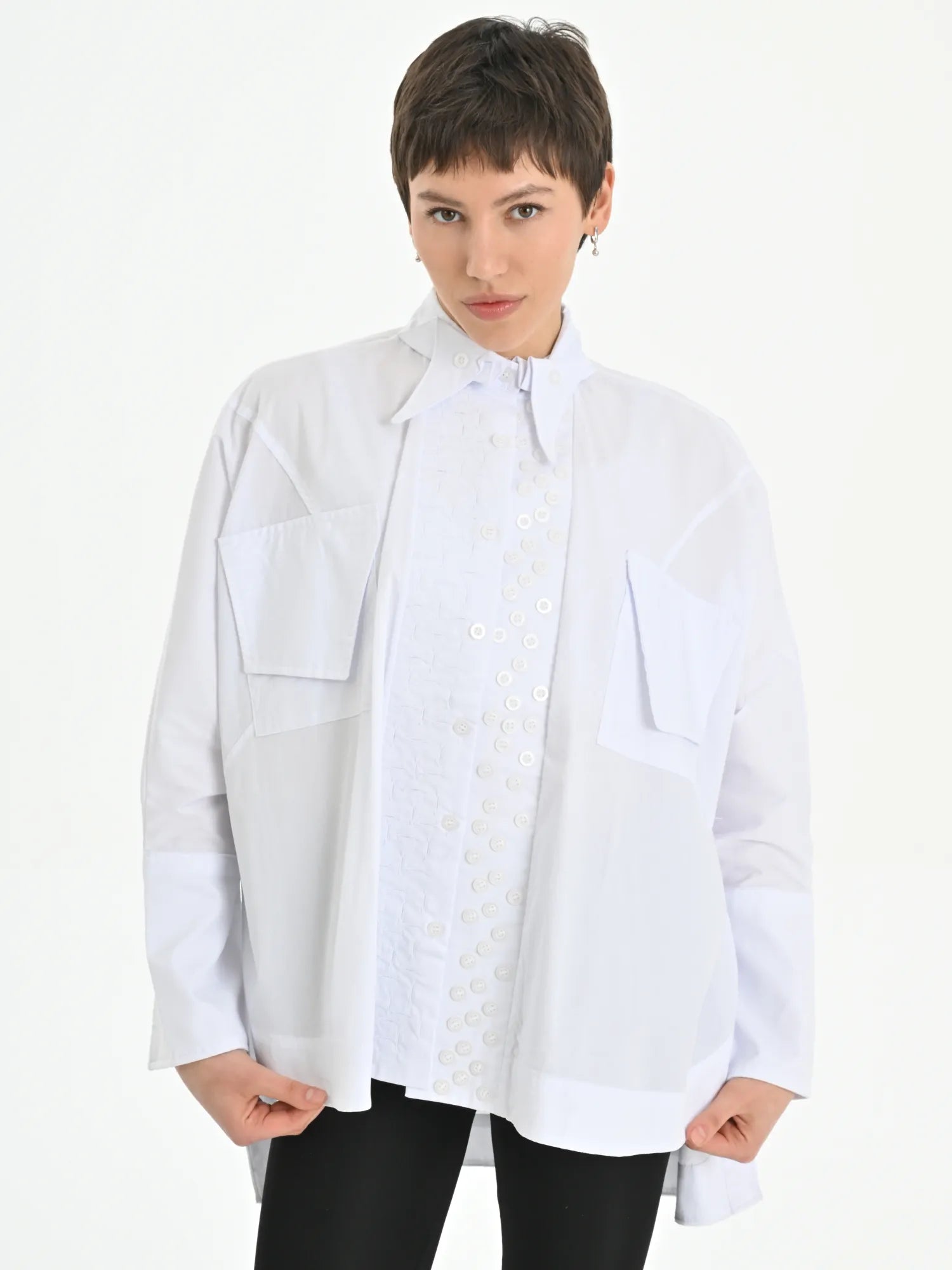  Just Angels Bigshirt in kastiger Form, aus Baumwolle, 1052, Weiß, Schick, Modern, Bequem