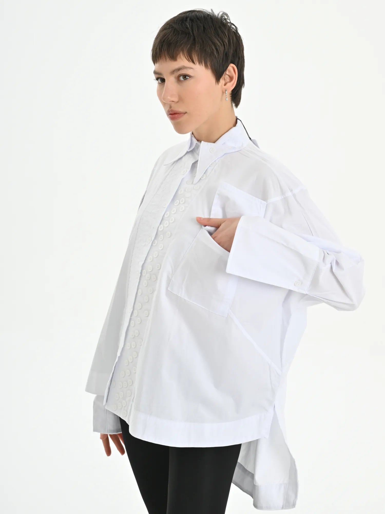  Just Angels Bigshirt in kastiger Form, aus Baumwolle, 1052, Weiß, Schick, Modern, Bequem