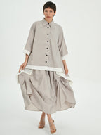  A-Form Bluse von Les Mios aus Baumwolle, 7013, Beige, Schick, Modern, Bequem, Schick