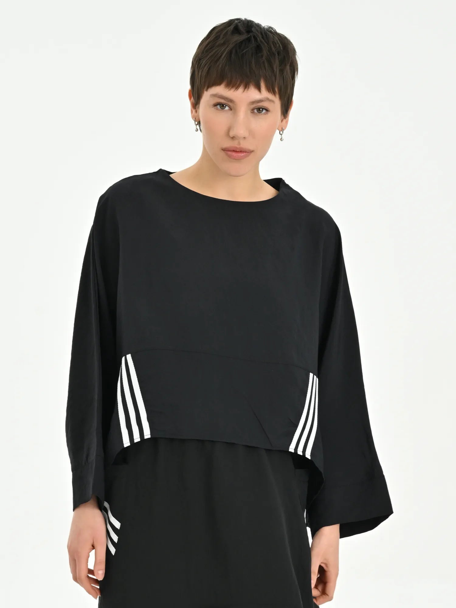  Les Mios Bluse in kastiger Form, aus Baumwolle, 7020, Schwarz, Schick, Modern, Bequem