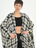  Ballonmantel von Les Mios aus Baumwolle, 7024, Mehrfarbig, Kariert, Schick, Modern, Bequem