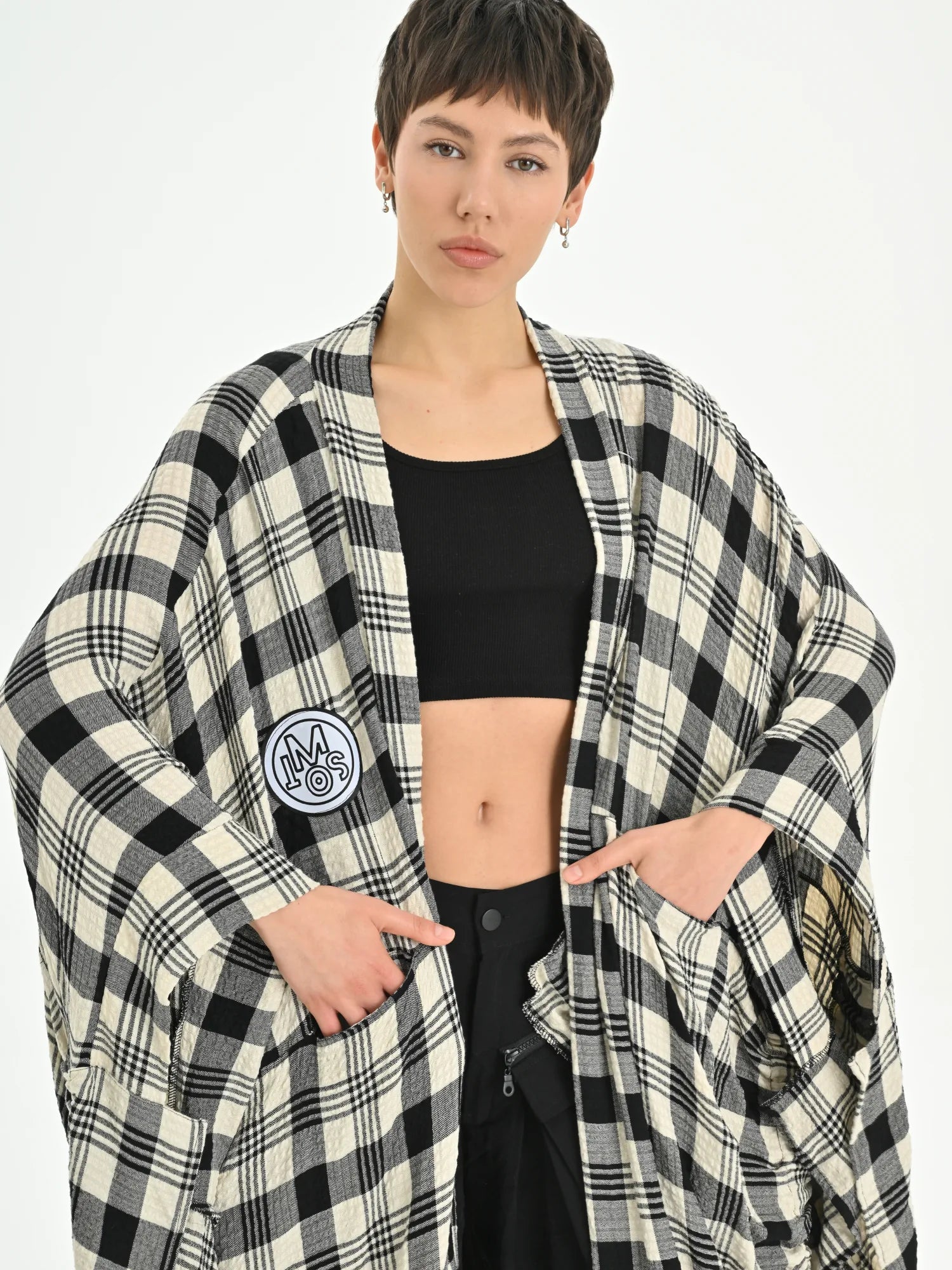  Ballonmantel von Les Mios aus Baumwolle, 7024, Mehrfarbig, Kariert, Schick, Modern, Bequem