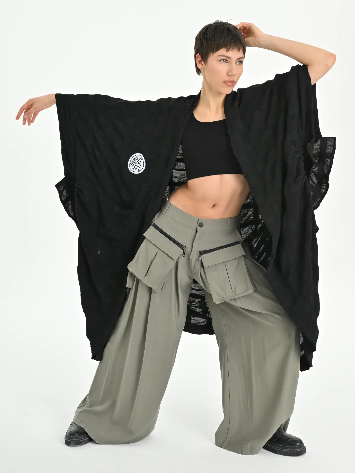  Ballonmantel von Les Mios aus Baumwolle, 7024, Schwarz, Schick, Modern, Bequem