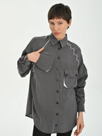  Les Mios Shirt in gerader Form, aus Baumwolle, 7029, Grau, Schick, Modern, Bequem, Schick