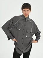  Les Mios Shirt in gerader Form, aus Baumwolle, 7029, Grau, Schick, Modern, Bequem, Schick