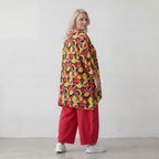 Fließendes Shirt mit 3/4-Arm und Rundhalsausschnitt aus edlem Popeline in Gelb und Fuchsia