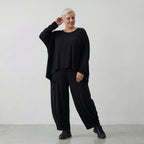 Damen Shirt Lagenlook Viskose Schwarz, kastiger Schnitt, Oversize große Größen – AKH Basics