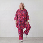 Damen Hose Lagenlook Baumwolle Fuchsia/Marine, Flügeltaschen, Oversize große Größen – AKH Fashion