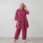 Damen Hose Lagenlook Baumwolle Fuchsia/Marine, Flügeltaschen, Oversize große Größen – AKH Fashion