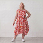 Damen Kleid Lagenlook Baumwolle Rose/Rot, Ballonschnitt, Taschen, Oversize große Größen – AKH Fashion