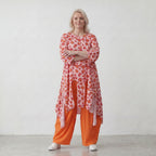 Damen Shirt Lagenlook Baumwolle Rose/Rot, A-Form, Volant, Oversize große Größen – AKH Fashion