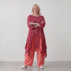 Damen Shirt Lagenlook Baumwolle Fuchsia/Marine, A-Form, Oversize große Größen – AKH Fashion
