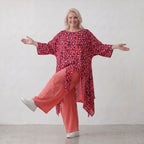 Damen Shirt Lagenlook Baumwolle Fuchsia/Marine, A-Form, Oversize große Größen – AKH Fashion