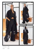  H4 Fashion Mantel in gerundeter Form, aus Baumwolle, 2609, Schwarz, Buchstaben, Schick