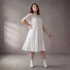 Leichtes weisses Spitzenkleid im Lagenlook Oversize leger zeitlos mit luftigem Fall zart