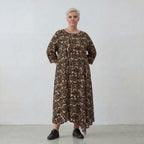 Luftiges Ballon Kleid im zeitlos ausgefallenen Lagenlook aus feiner Viskose Popeline, Schwarz/Sand/Beige