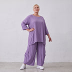 Damen Shirt Lagenlook Viskose Lila, A-Linie, Seitentaschen, Oversize große Größen – AKH Fashion