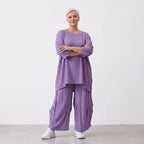 Damen Shirt Lagenlook Viskose Lila, A-Linie, Seitentaschen, Oversize große Größen – AKH Fashion