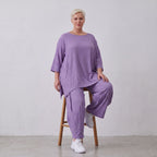 Damen Shirt Lagenlook Viskose Lila, A-Linie, Seitentaschen, Oversize große Größen – AKH Fashion