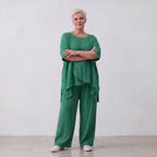 Damen Shirt Lagenlook Viskose Grün, kastiger Schnitt, Kurzarm, Oversize große Größen – AKH Fashion