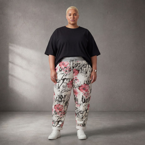 Mehrfarbig fliessende Karottenhose im Lagenlook weich elastisch leger zeitlos sehr modern