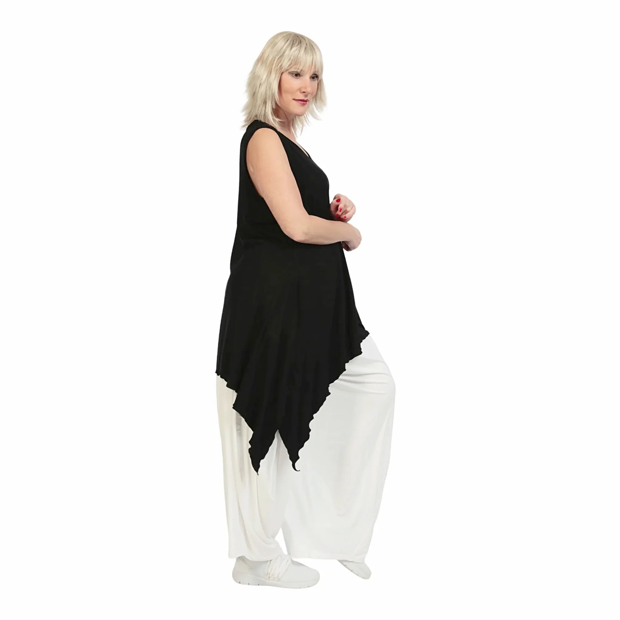  Zipfel Top von AKH Fashion aus Viskose, 1233.01975, Schwarz, Schick, Modern, Bequem