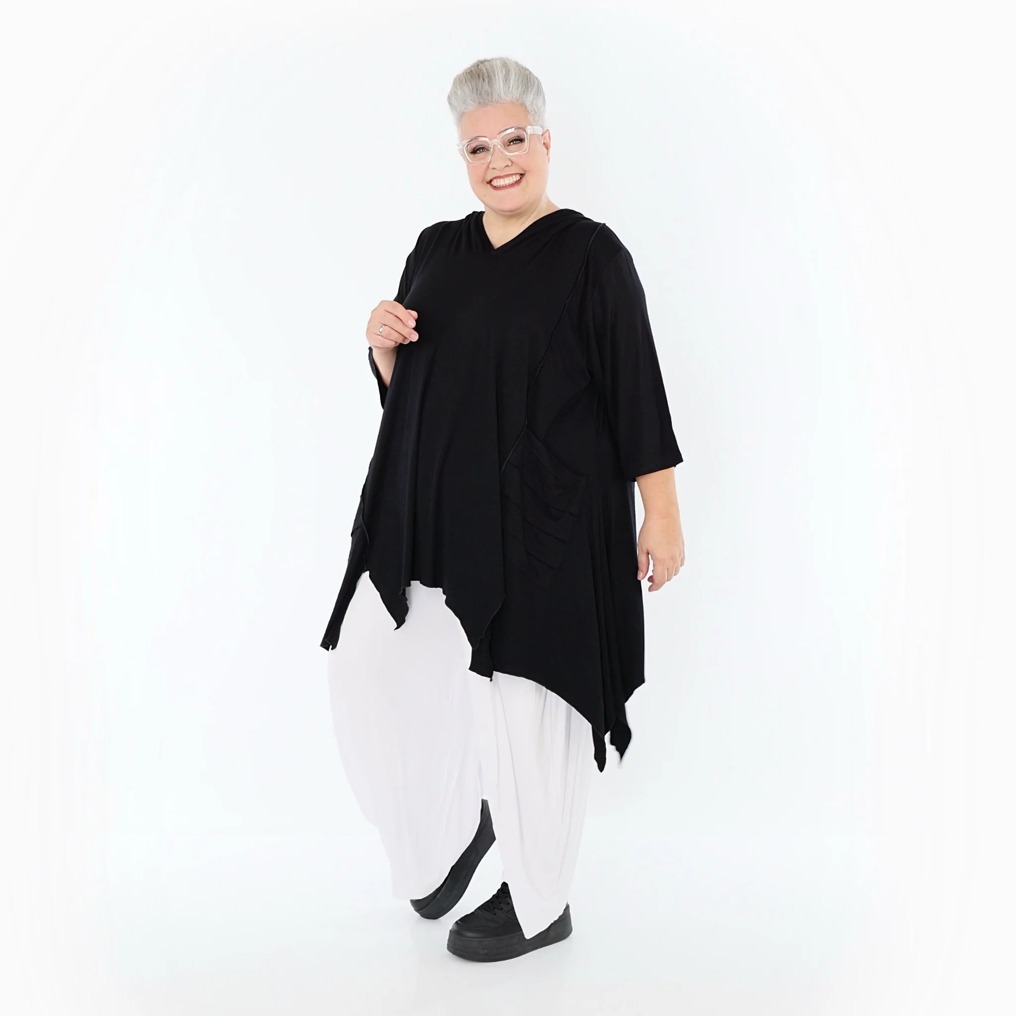  A-Form Bigshirt von AKH Fashion aus Viskose, 1233.06448, Schwarz, Ausgefallen, Zeitlos