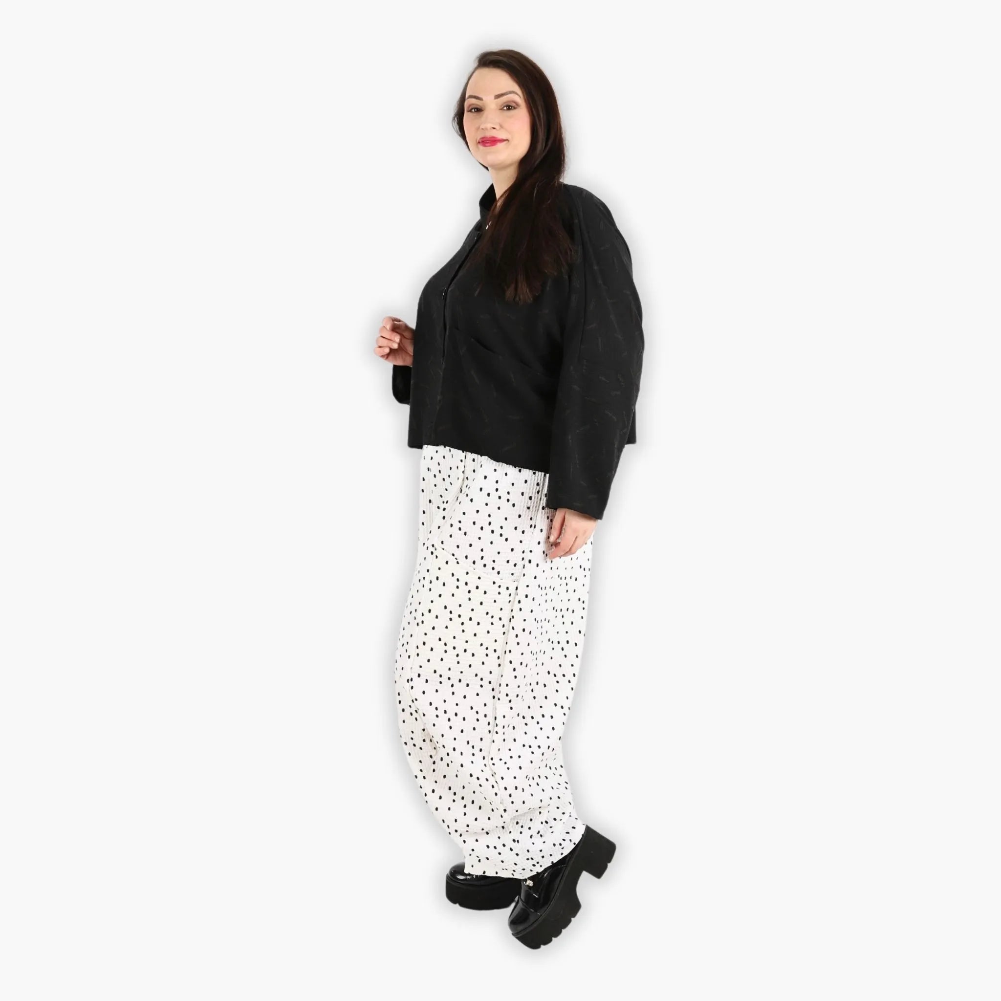  Ballonhose von AKH Fashion aus Baumwolle, 1283.08069, Weiß-Schwarz, Punkte, Schick