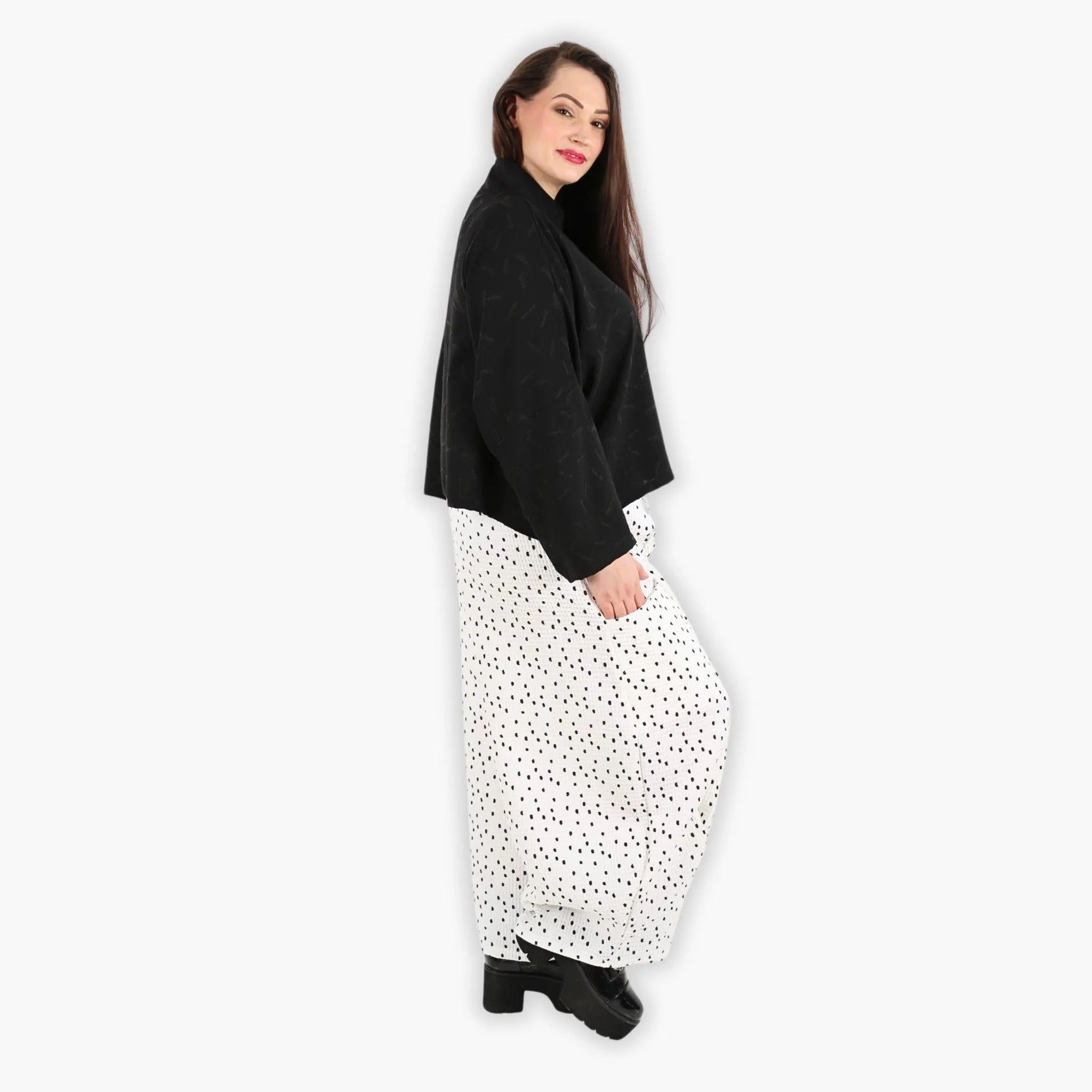  Ballonhose von AKH Fashion aus Baumwolle, 1283.08069, Weiß-Schwarz, Punkte, Schick