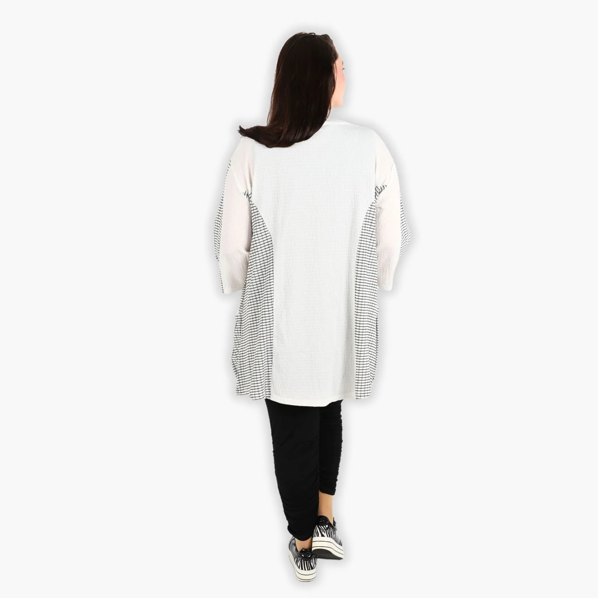  AKH Fashion Jacke in gerundeter Form, aus Viskose, 1288.06933, Weiß-Schwarz, Kariert