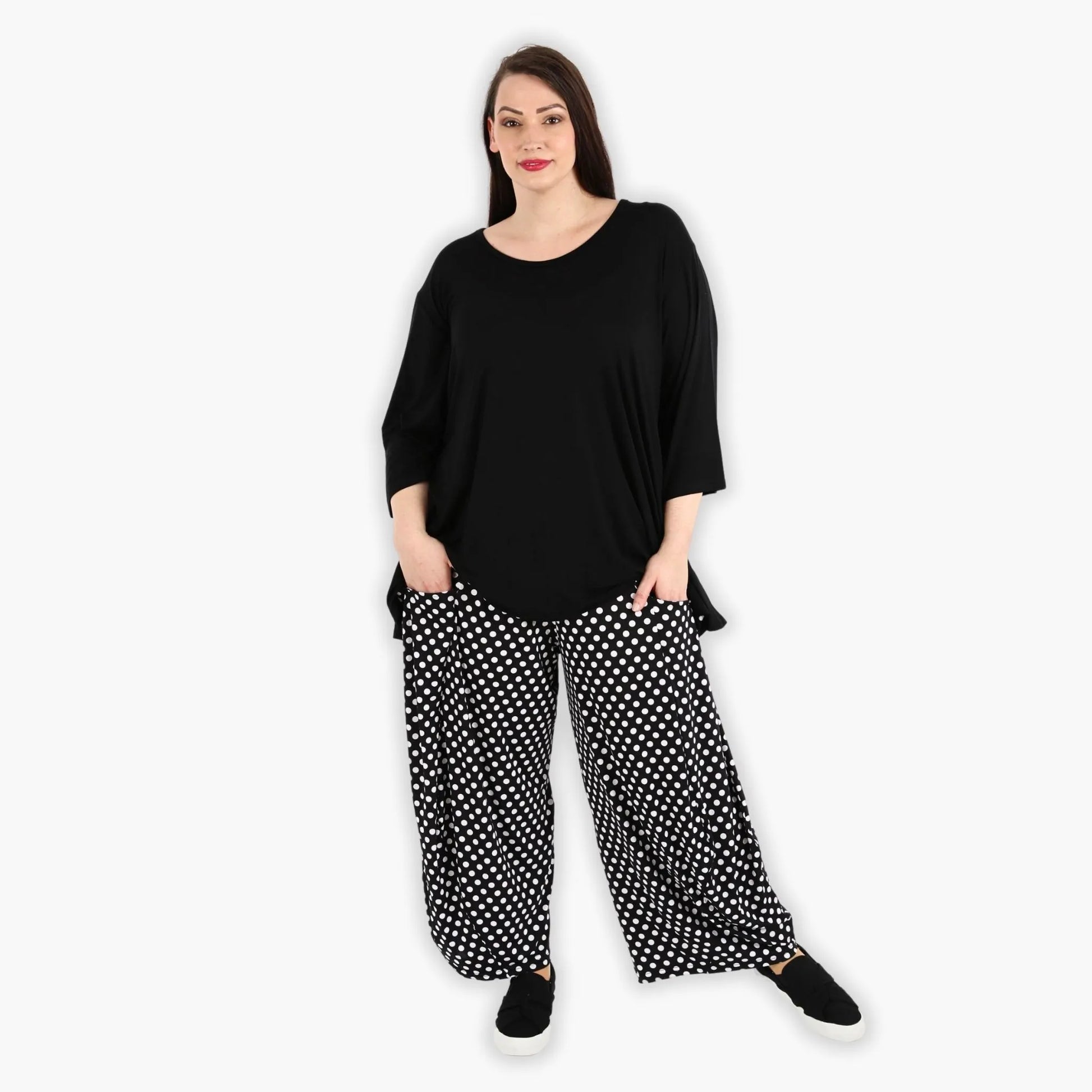  Ballonhose von AKH Fashion aus Viskose, 1289.08069, Schwarz-Weiß, Punkte, Schick, Modern