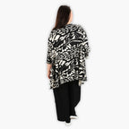  A-Form Bigshirt von AKH Fashion aus Viskose, 1290.00593, Schwarz-Ecru, Abstrakt, Schick