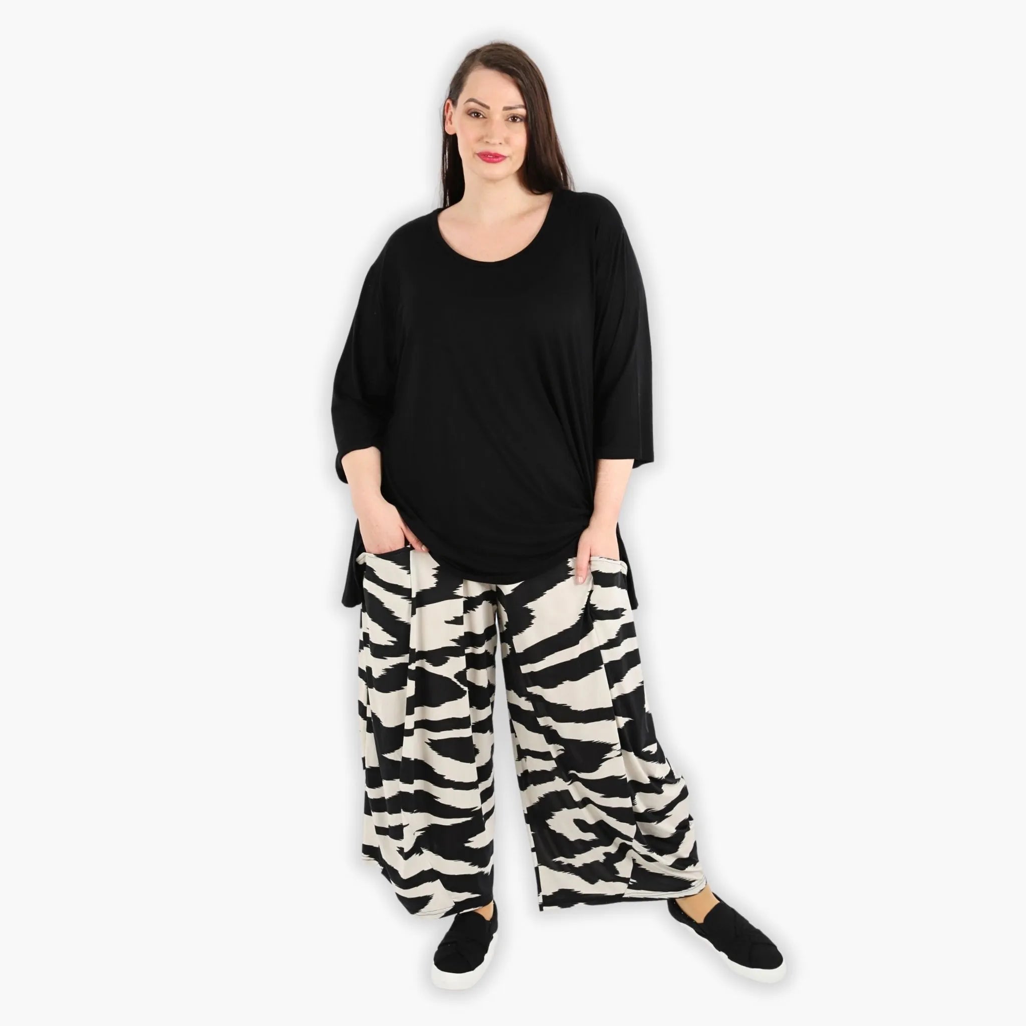  Ballonhose von AKH Fashion aus Viskose, 1291.08069, Ecru-Schwarz, Zebra, Schick, Modern