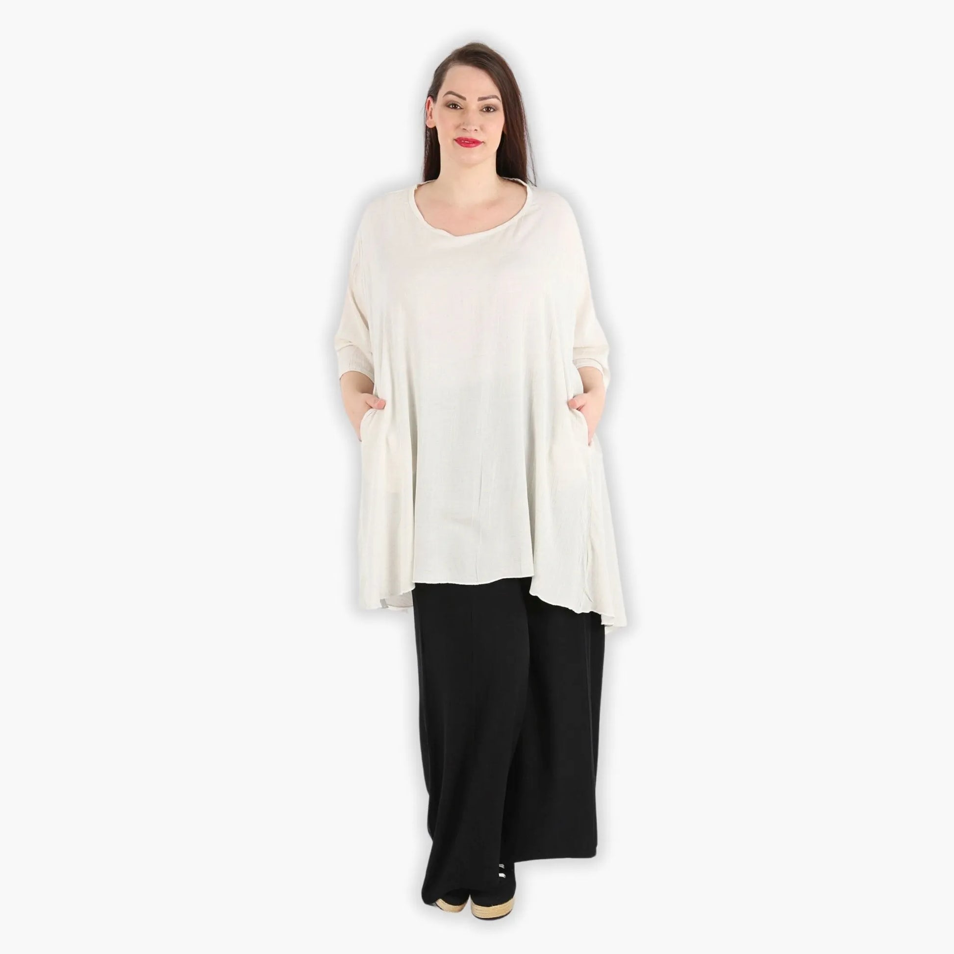  A-Form Bigshirt von AKH Fashion aus Viskose, 1295.00593, Weiß, Unifarben, Ausgefallen, Modern