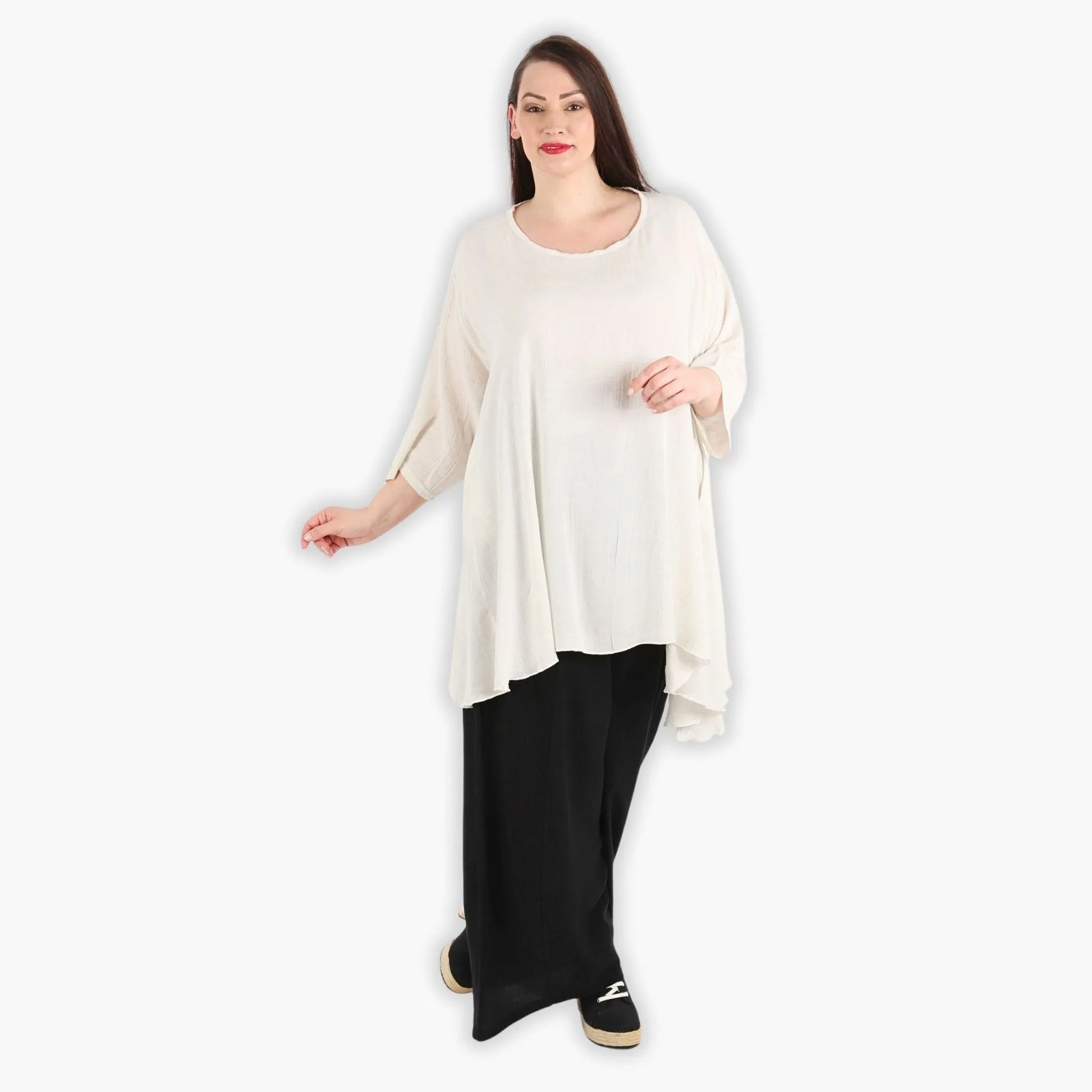  A-Form Bigshirt von AKH Fashion aus Viskose, 1295.00593, Weiß, Unifarben, Ausgefallen, Modern