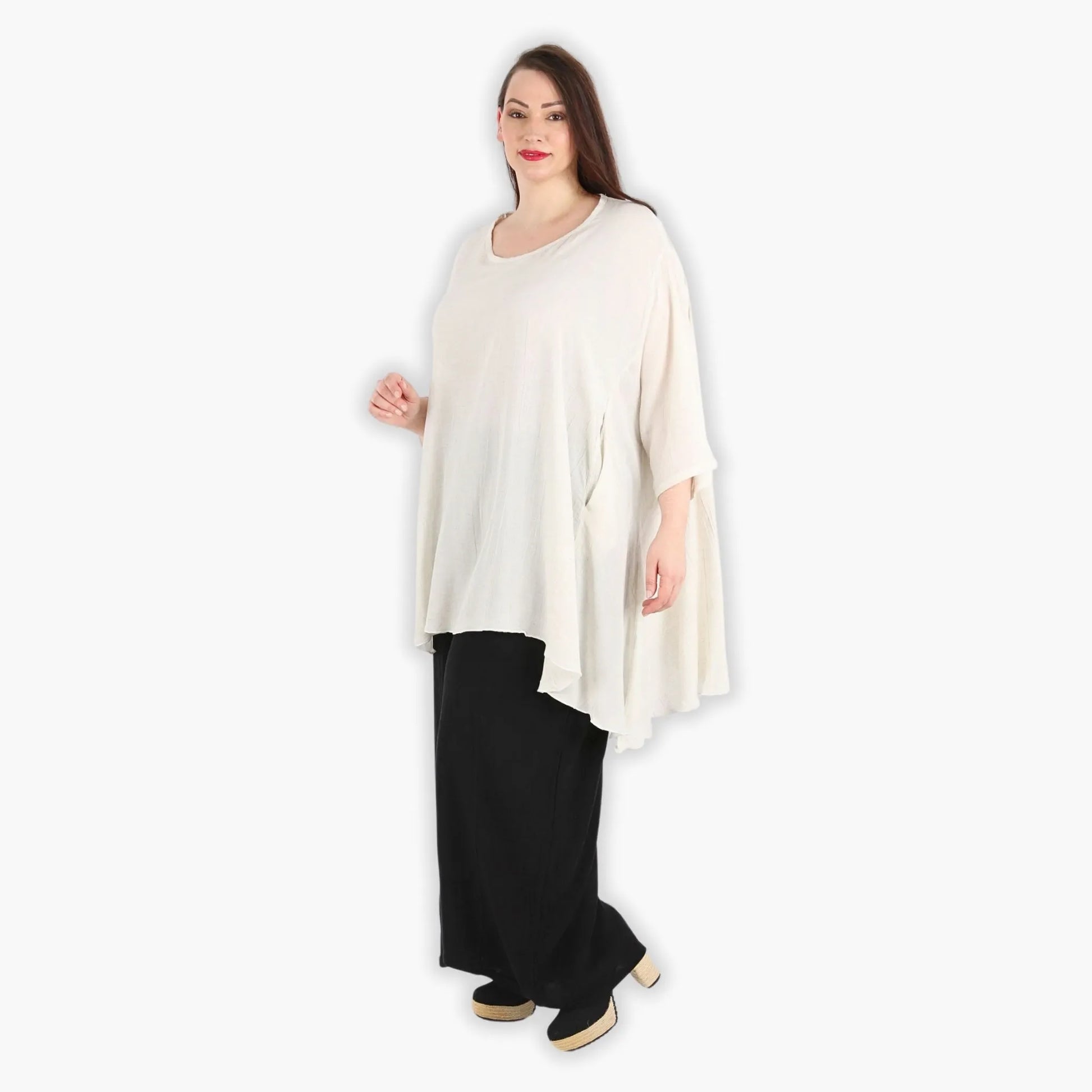  A-Form Bigshirt von AKH Fashion aus Viskose, 1295.00593, Weiß, Unifarben, Ausgefallen, Modern