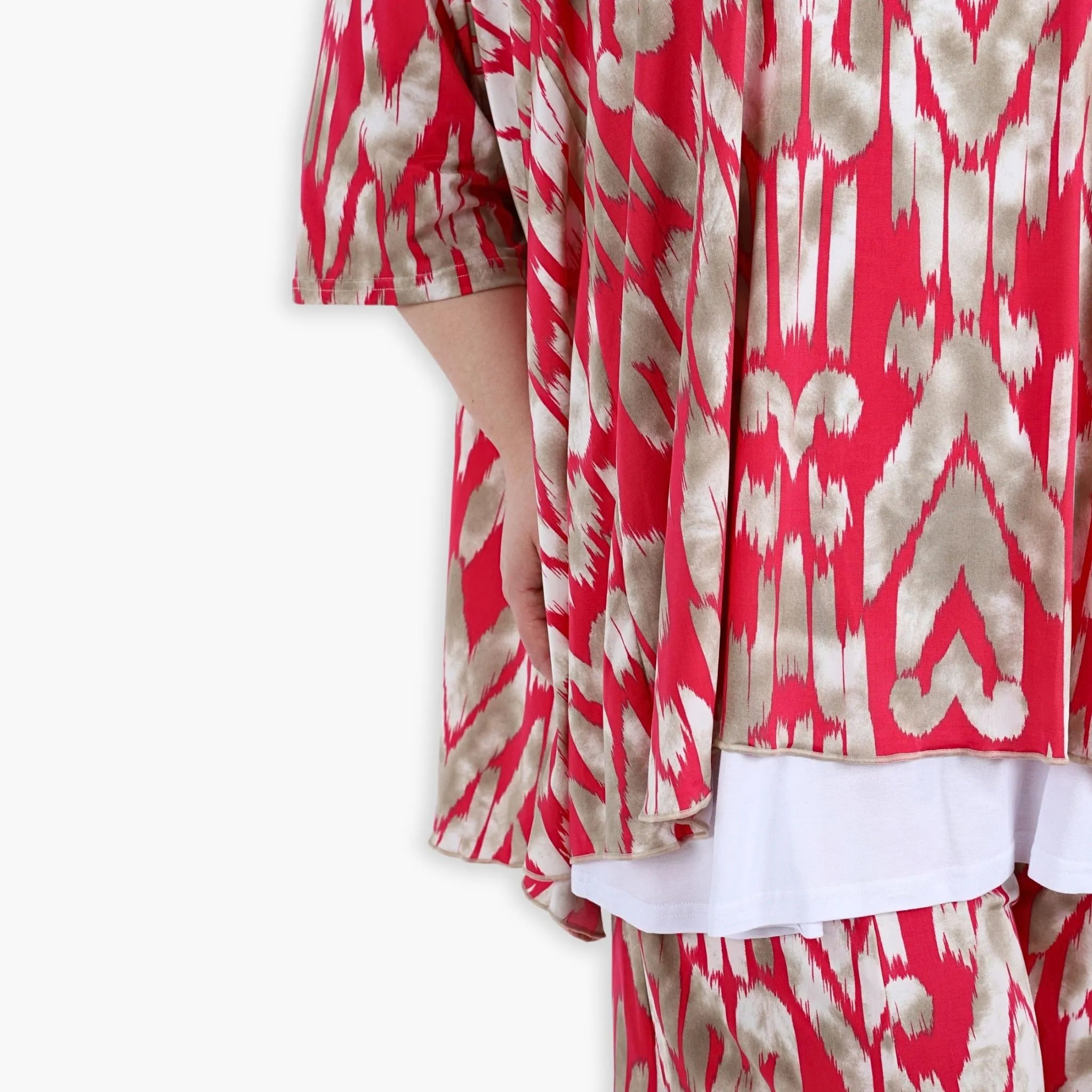  A-Form Bigshirt von AKH Fashion aus Viskose, 1296.00593, Fuchsia-Beige, Grafik, Schick
