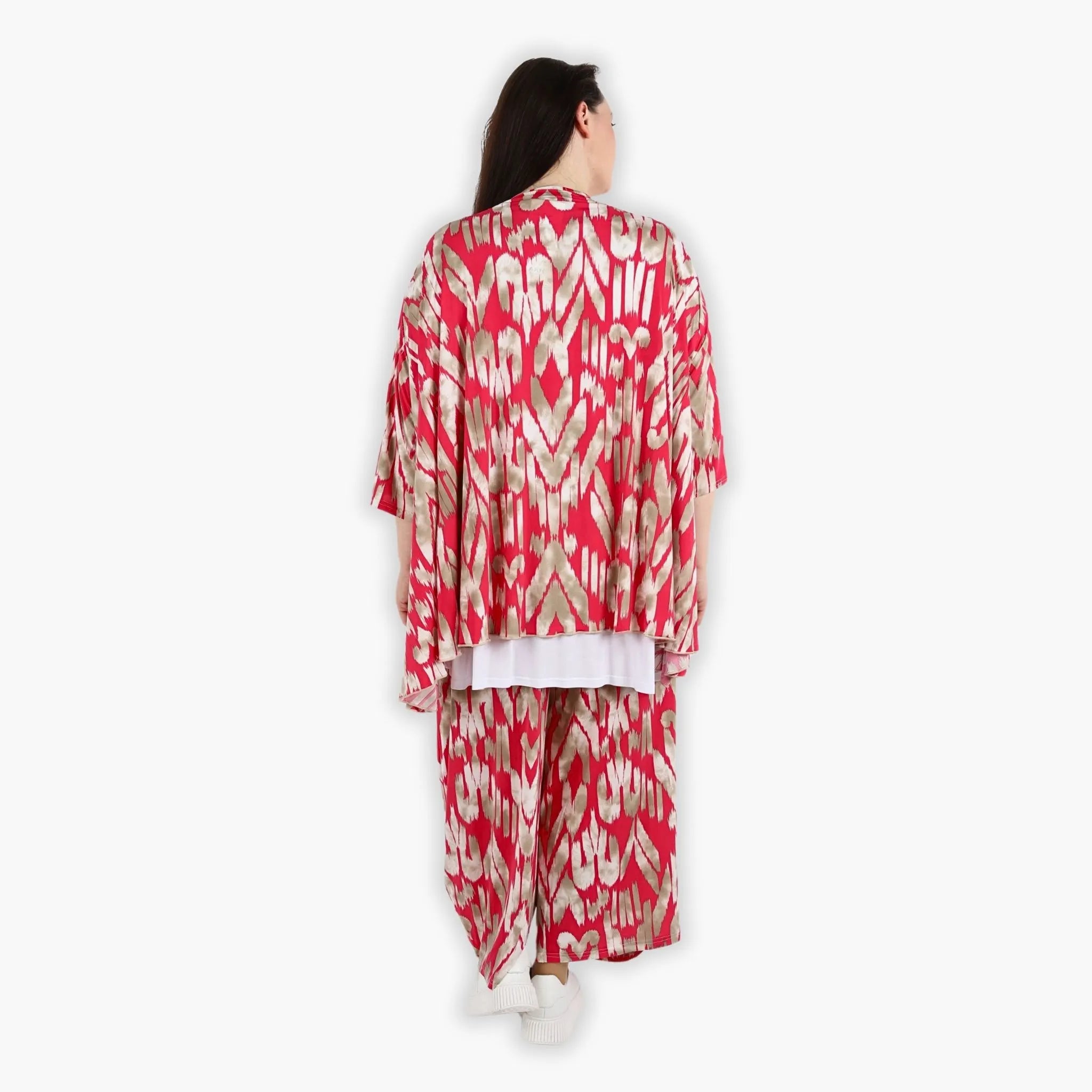 A-Form Bigshirt von AKH Fashion aus Viskose, 1296.00593, Fuchsia-Beige, Grafik, Schick