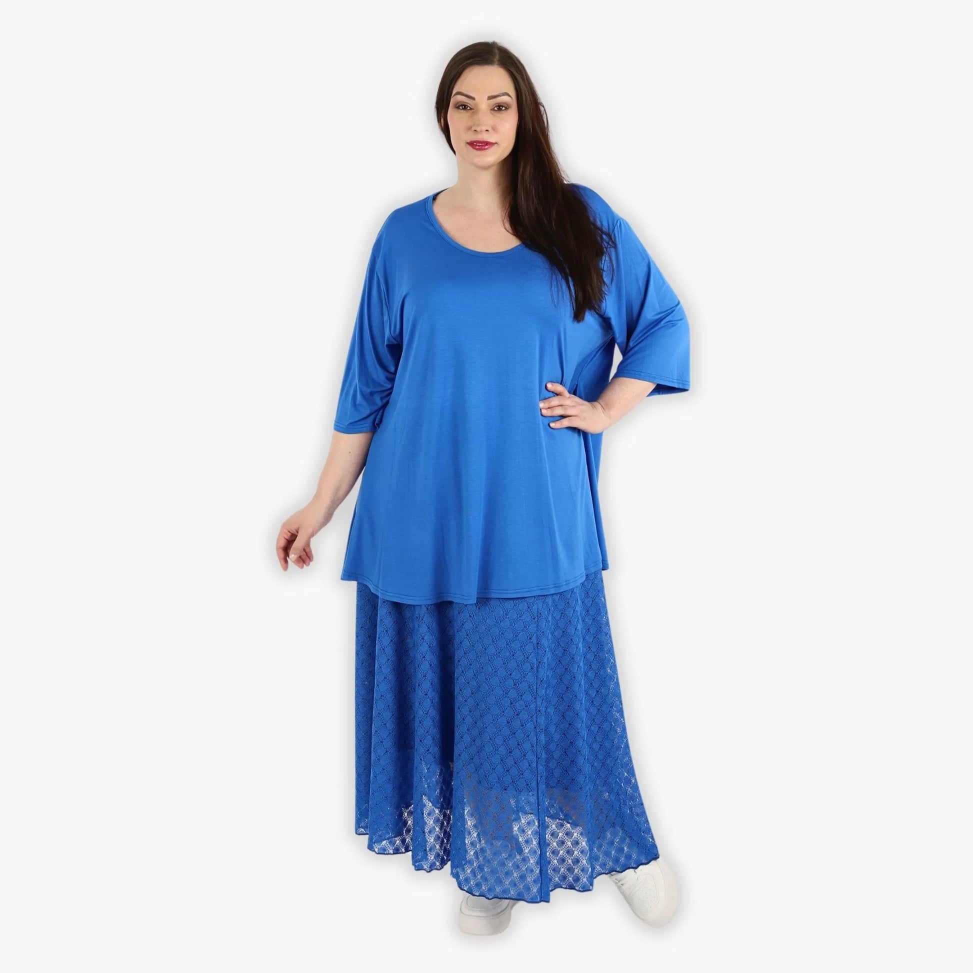  Rock von AKH Fashion aus Viskose in gerundeter Form, 1297.00136, Royalblau, Ausgefallen