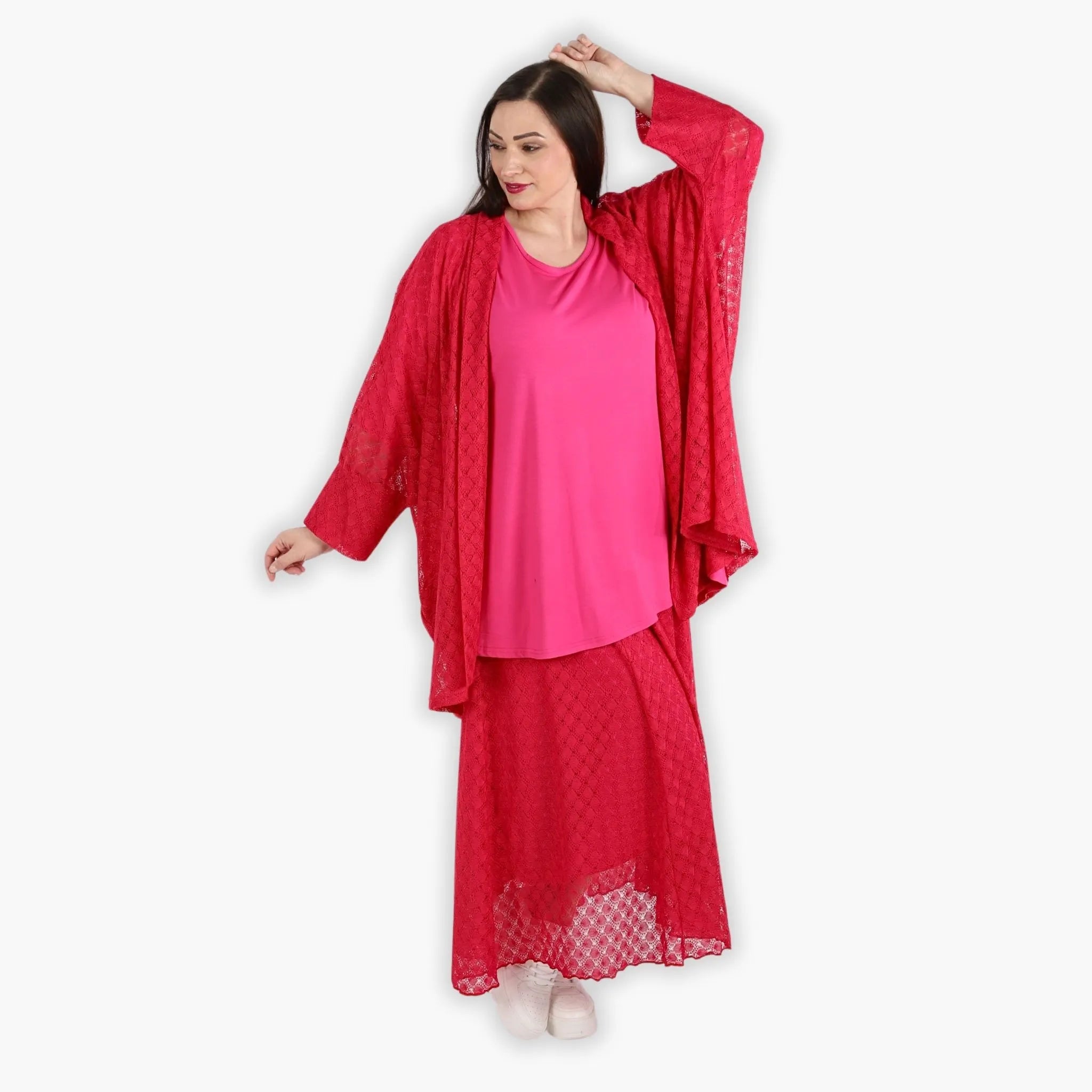  AKH Fashion Jacke in gerader Form, aus Viskose, 1297.06930, Fuchsia, Netz, Schick, Modern