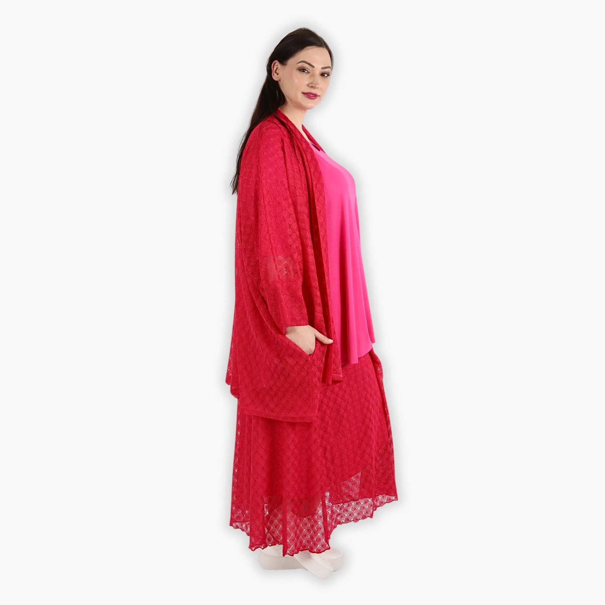 AKH Fashion Jacke in gerader Form, aus Viskose, 1297.06930, Fuchsia, Netz, Schick, Modern