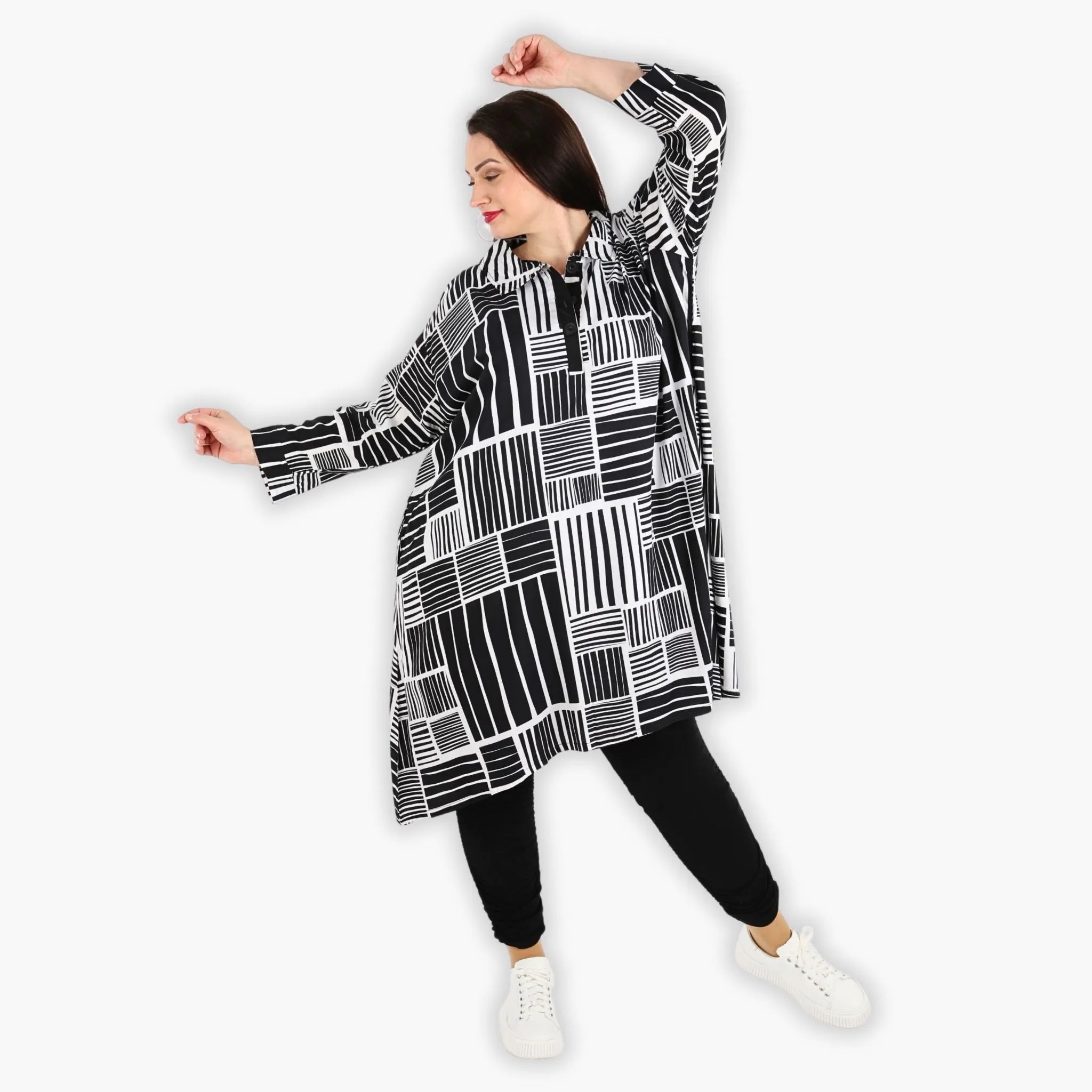  A-Form Bluse von AKH Fashion aus Viskose, 1298.06906, Schwarz-Weiß, Schick, Modern, Bequem