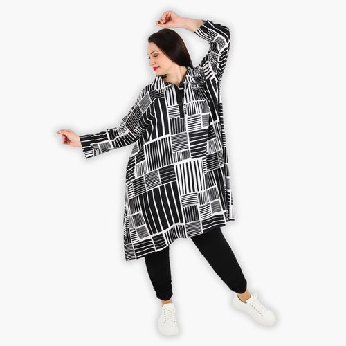  A-Form Bluse von AKH Fashion aus Viskose, 1298.06906, Schwarz-Weiß, Schick, Modern, Bequem