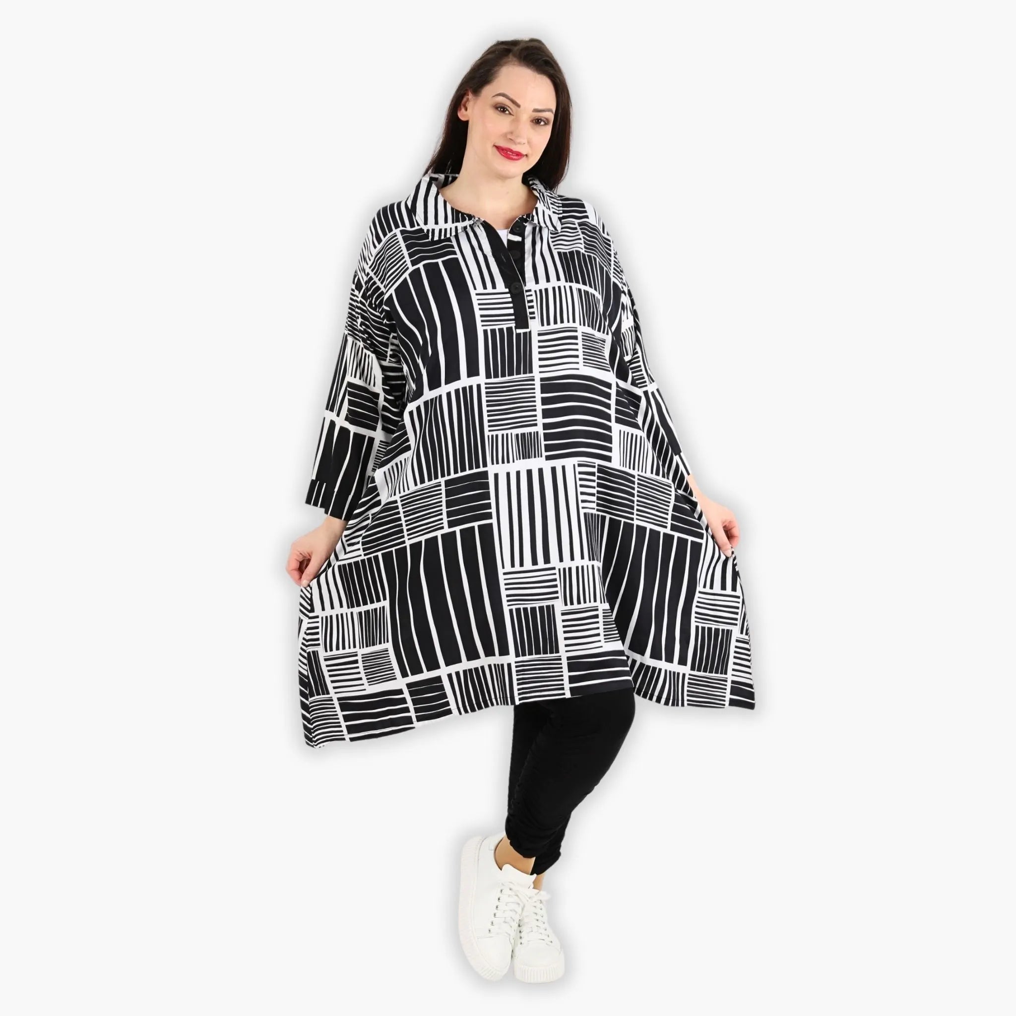  A-Form Bluse von AKH Fashion aus Viskose, 1298.06906, Schwarz-Weiß, Schick, Modern, Bequem