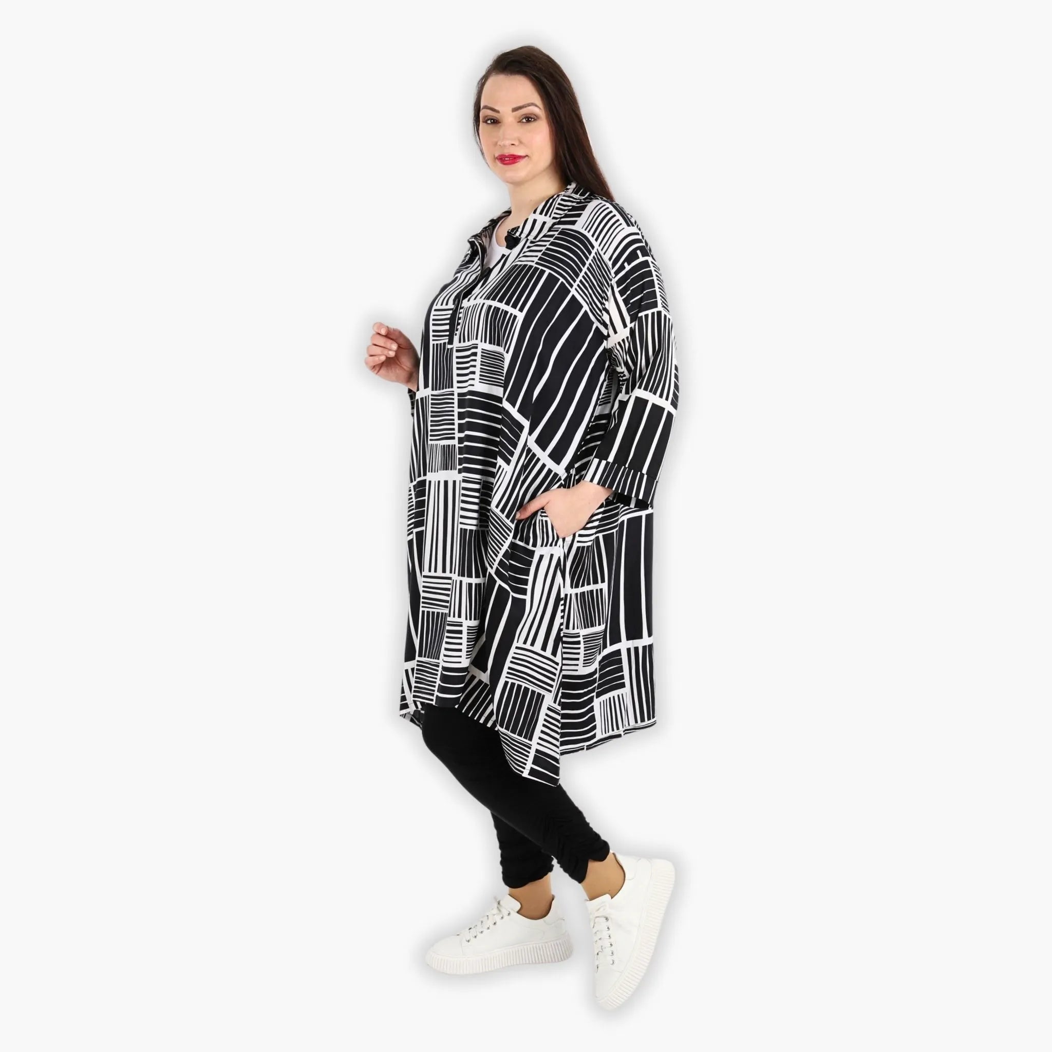  A-Form Bluse von AKH Fashion aus Viskose, 1298.06906, Schwarz-Weiß, Schick, Modern, Bequem