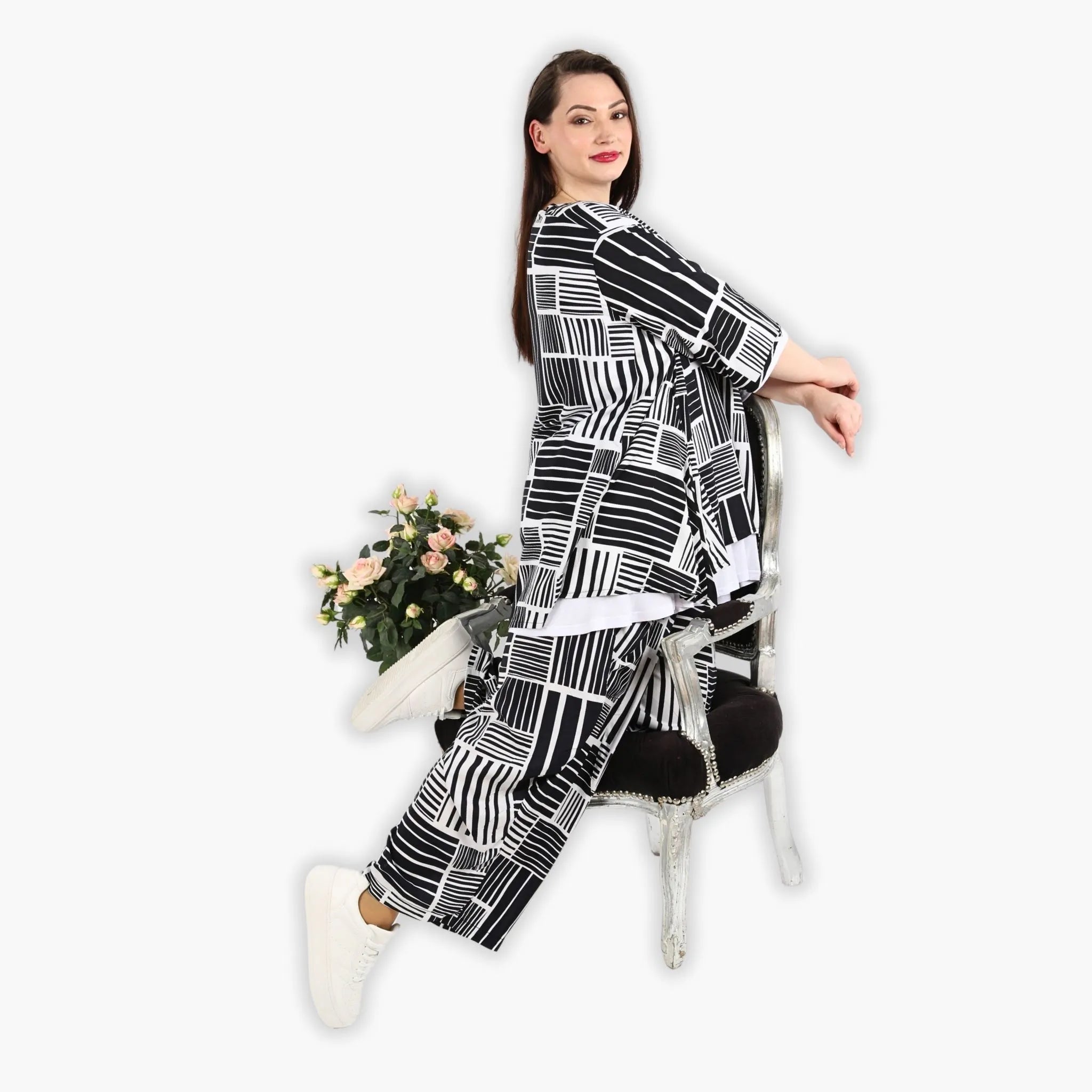  Ballonhose von AKH Fashion aus Viskose, 1298.08069, Schwarz-Weiß, Schick, Modern, Bequem