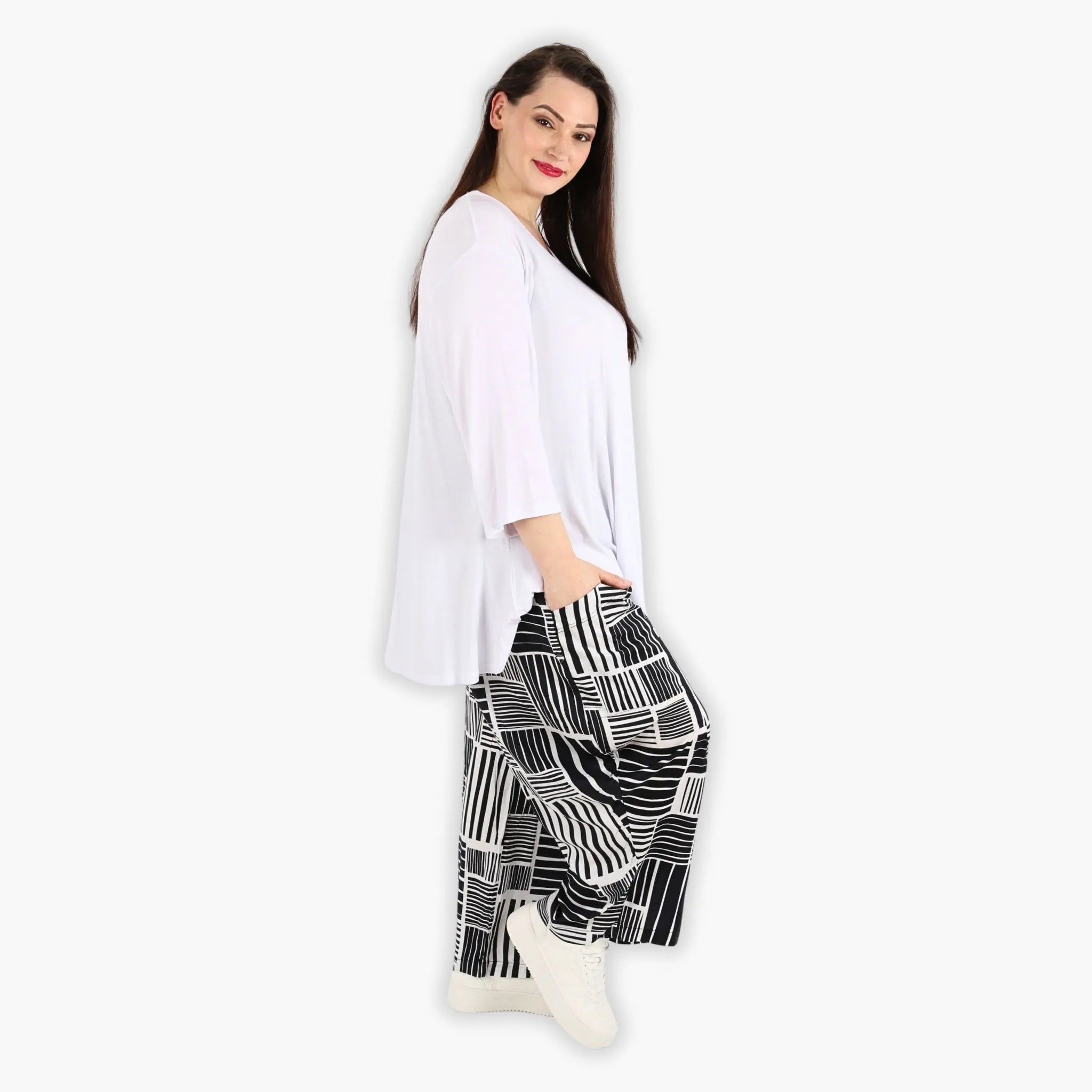  Ballonhose von AKH Fashion aus Viskose, 1298.08069, Schwarz-Weiß, Schick, Modern, Bequem