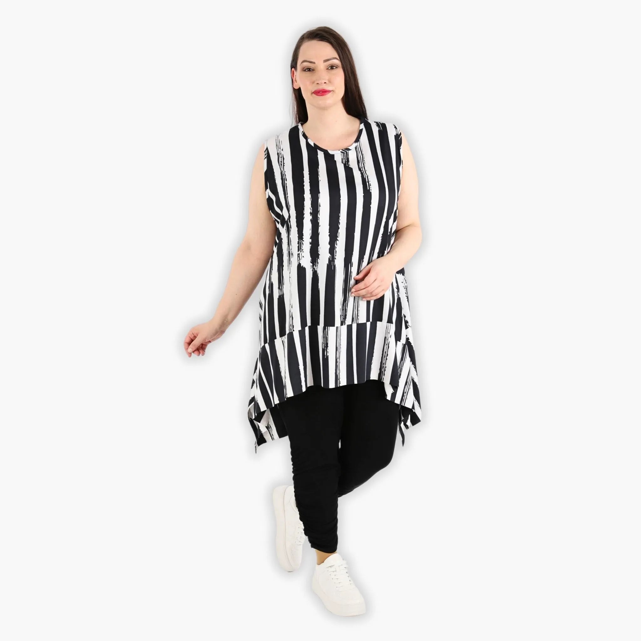  A-Form Tunika von AKH Fashion aus Viskose, 1300.03051, Schwarz-Weiß, Schick, Modern