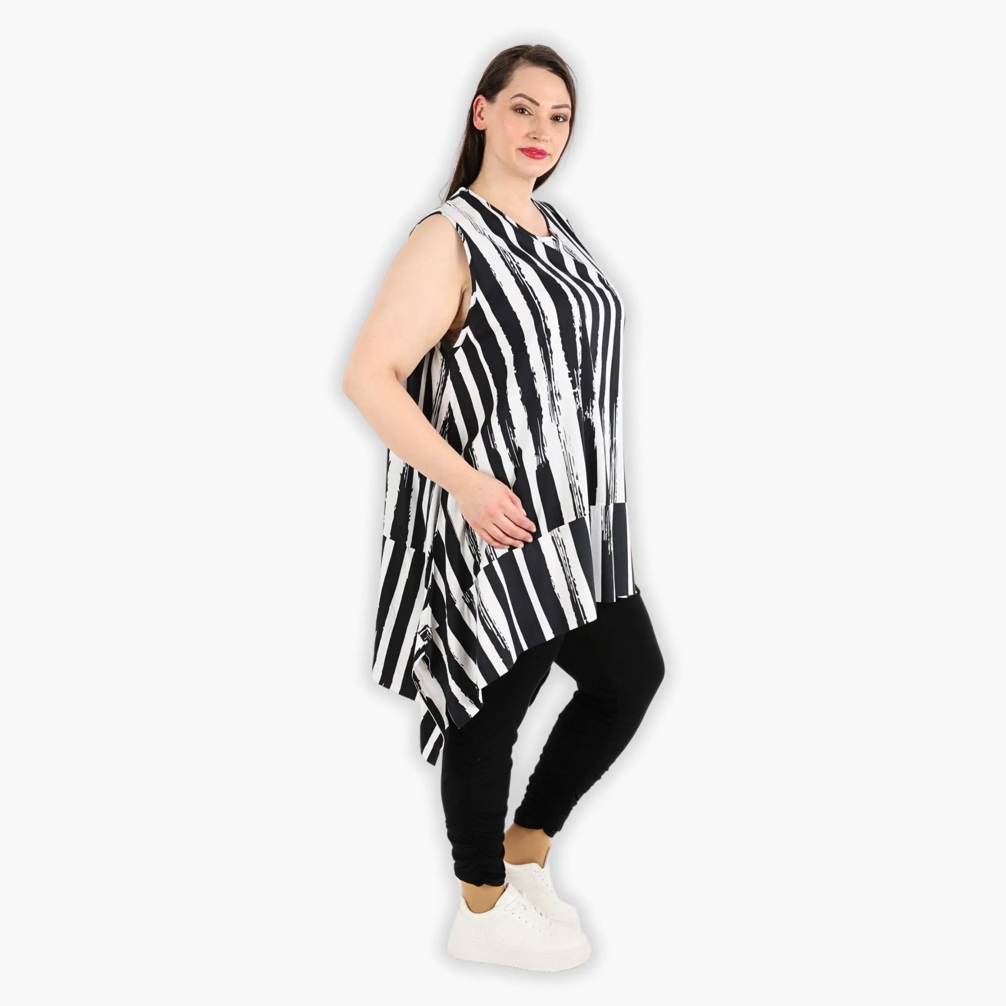  A-Form Tunika von AKH Fashion aus Viskose, 1300.03051, Schwarz-Weiß, Schick, Modern