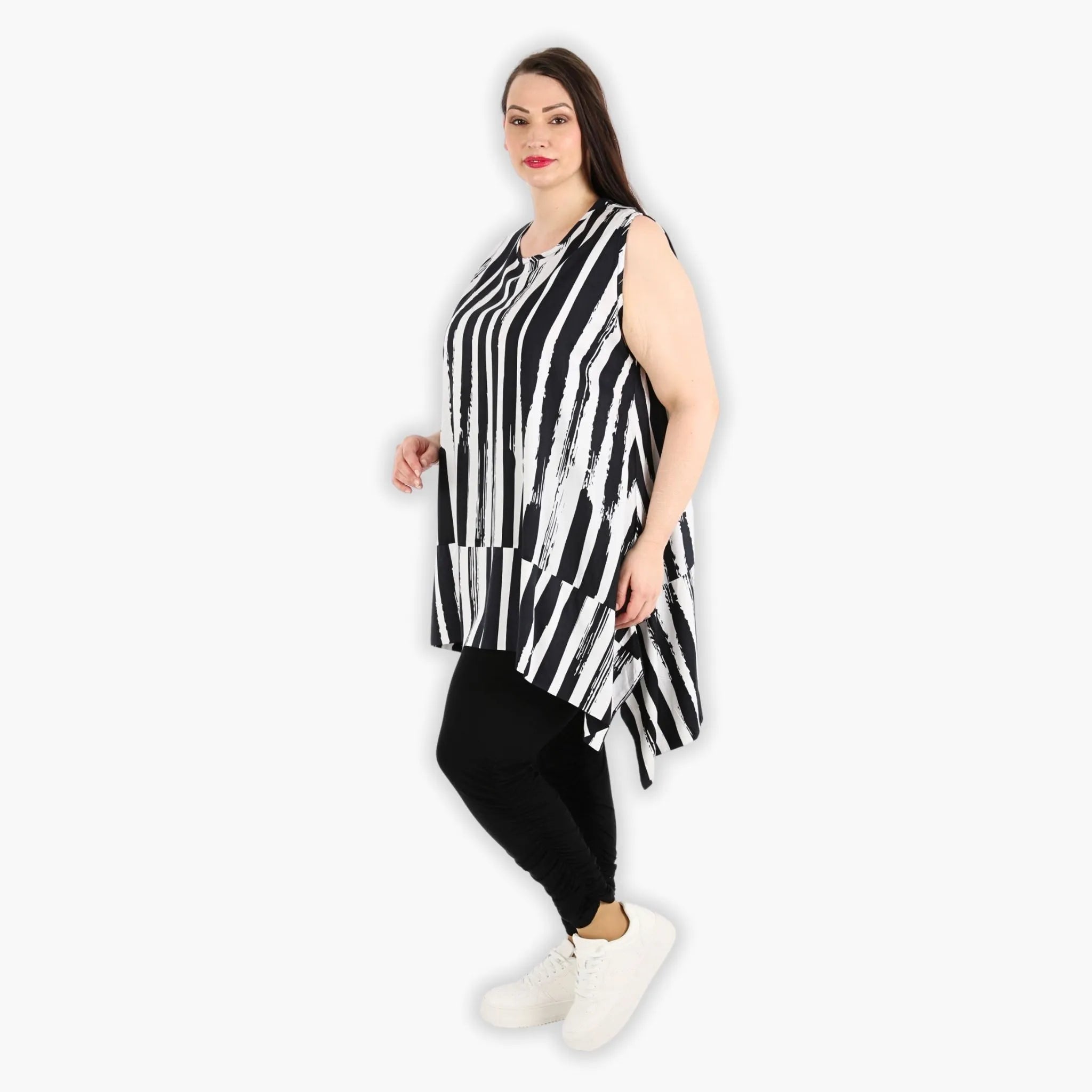  A-Form Tunika von AKH Fashion aus Viskose, 1300.03051, Schwarz-Weiß, Schick, Modern